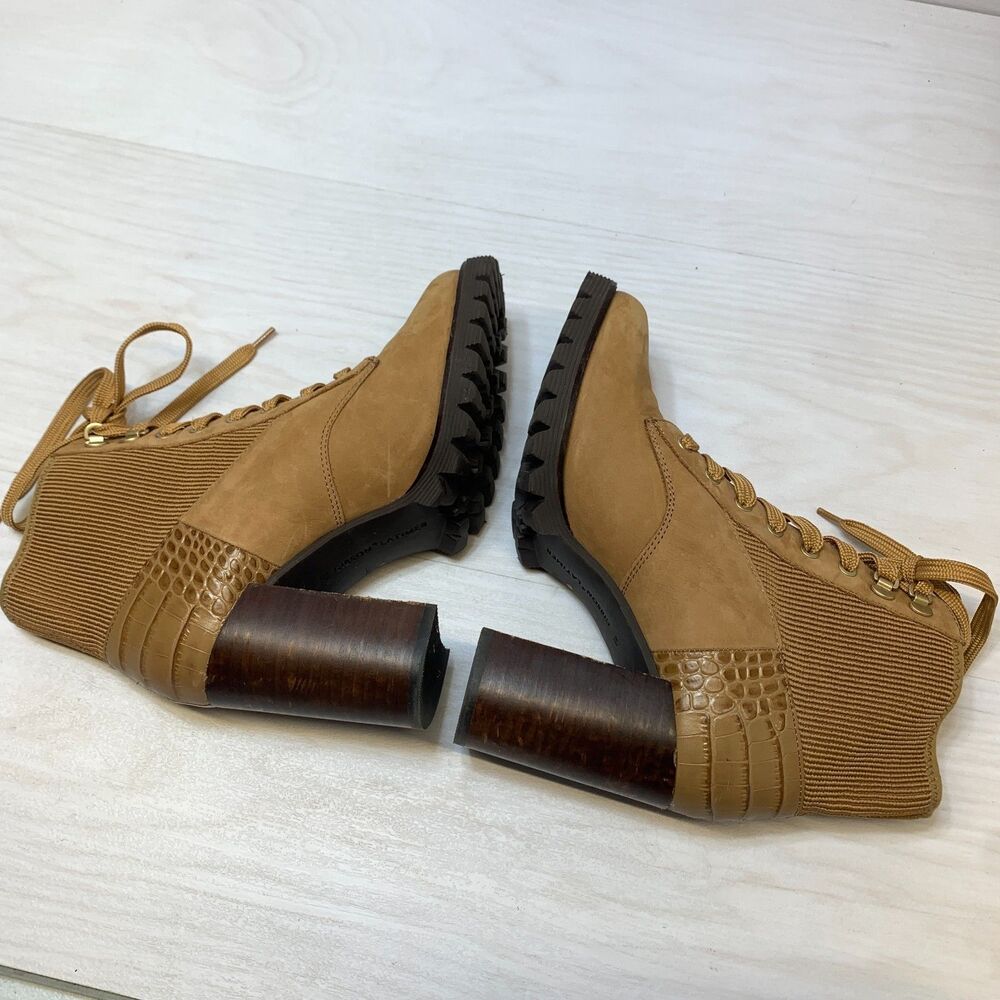 Gibson Latimer Combat Boots Women's Size 8M Brown Suede Side Zip Block Heel - Picture 3 of 12